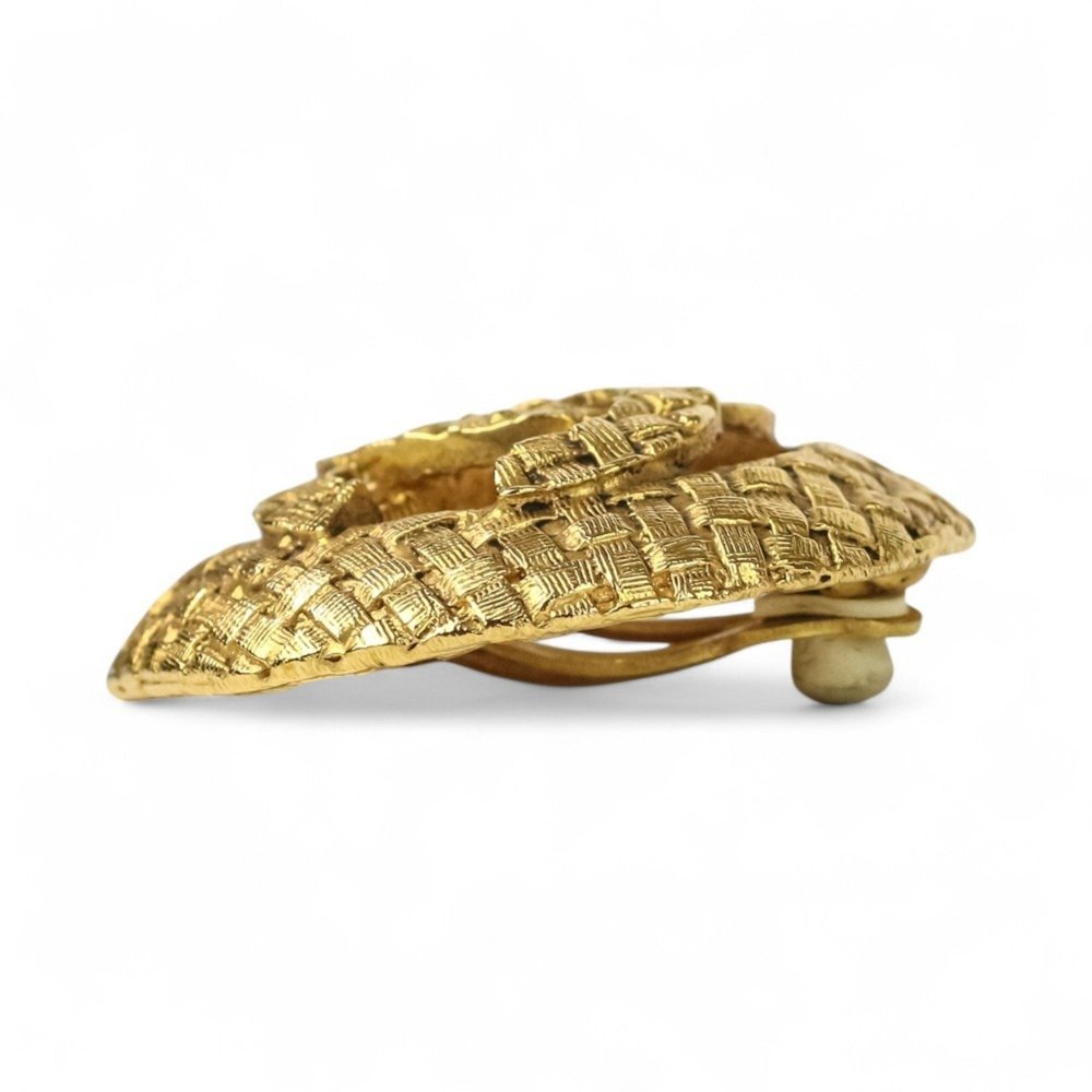 CHANEL Vintage Gold Logo Earrings - Picture 5 of 9